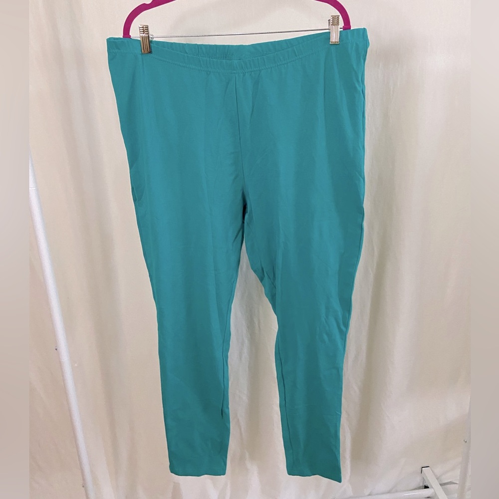 NWOT Woman Within teal cotton leggings in 22/24W